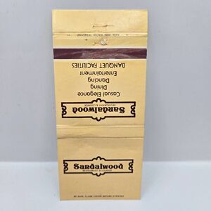 Vintage Matchcover Sandalwood Restaurant Lounge New Jersey Clifton E Brunswick F